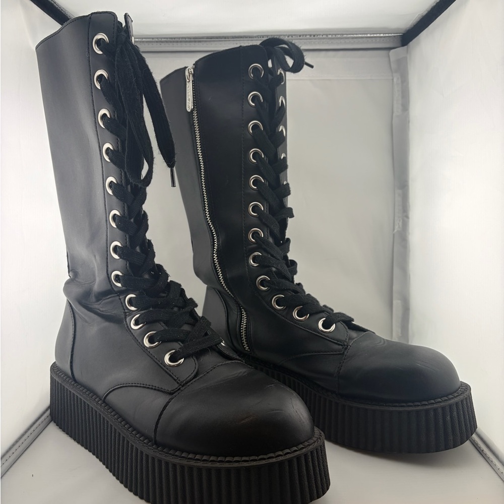 Killstar ALTERCORE Neri Black Lace-Up Platform Combat Boots